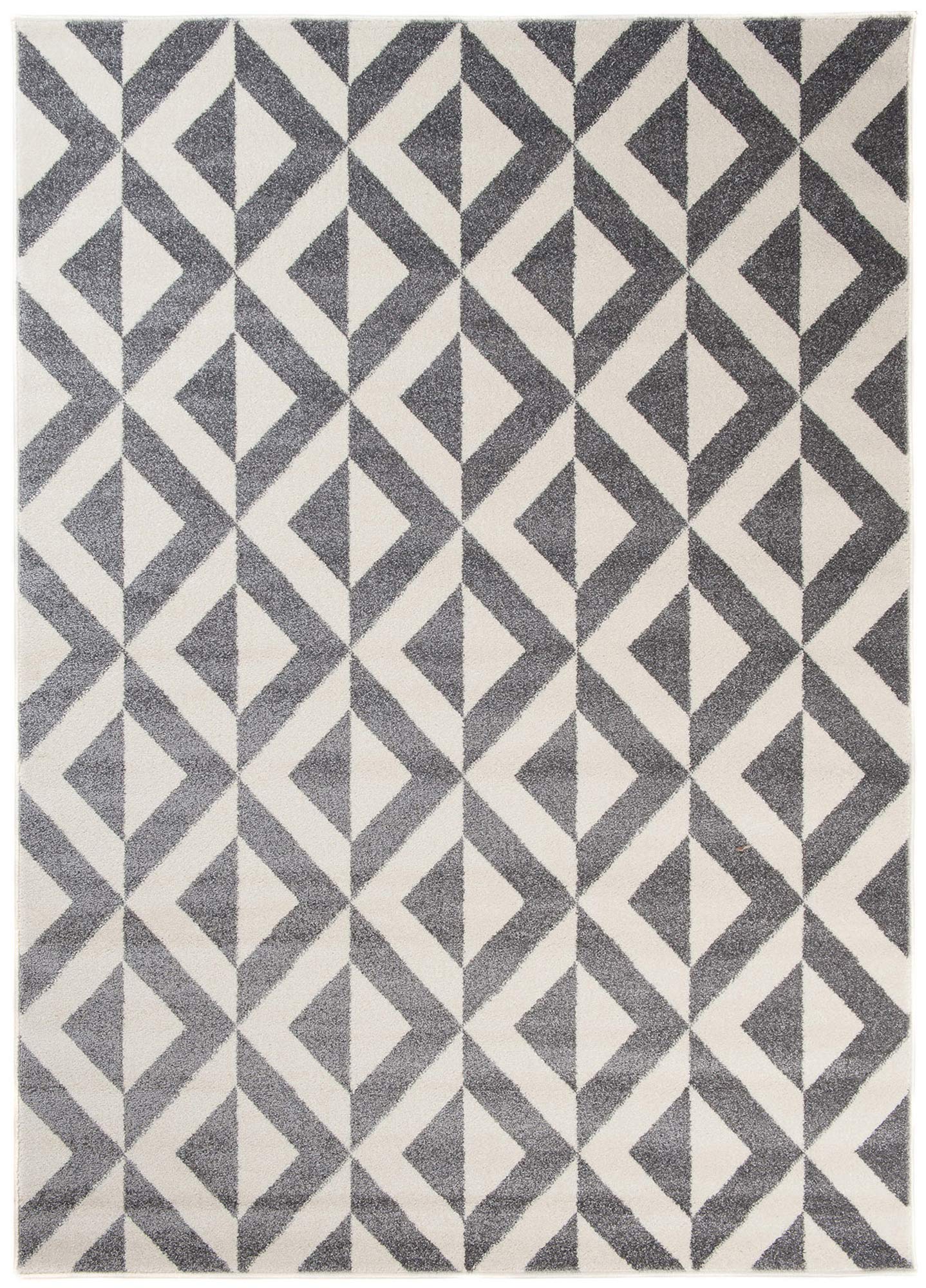 TAPISO MAROKO Dywan z krótkim włosiem, nowoczesny, geometryczny, marokański, karo, wzór diamentowy, szaro-kremowy, do salonu, Öko-Tex, 240 x 330 cm