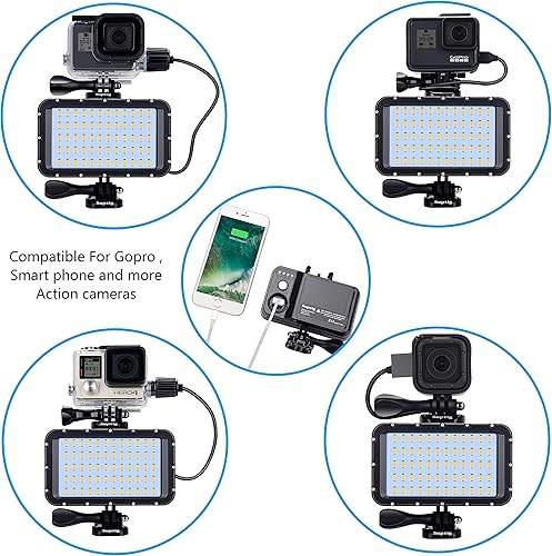 Miniatura 2 de Suptig 60 luces LED de video con batería de carga portátil de 5200 mAh, iluminación portátil impermeable de 164 pies, luz regulable compatible con