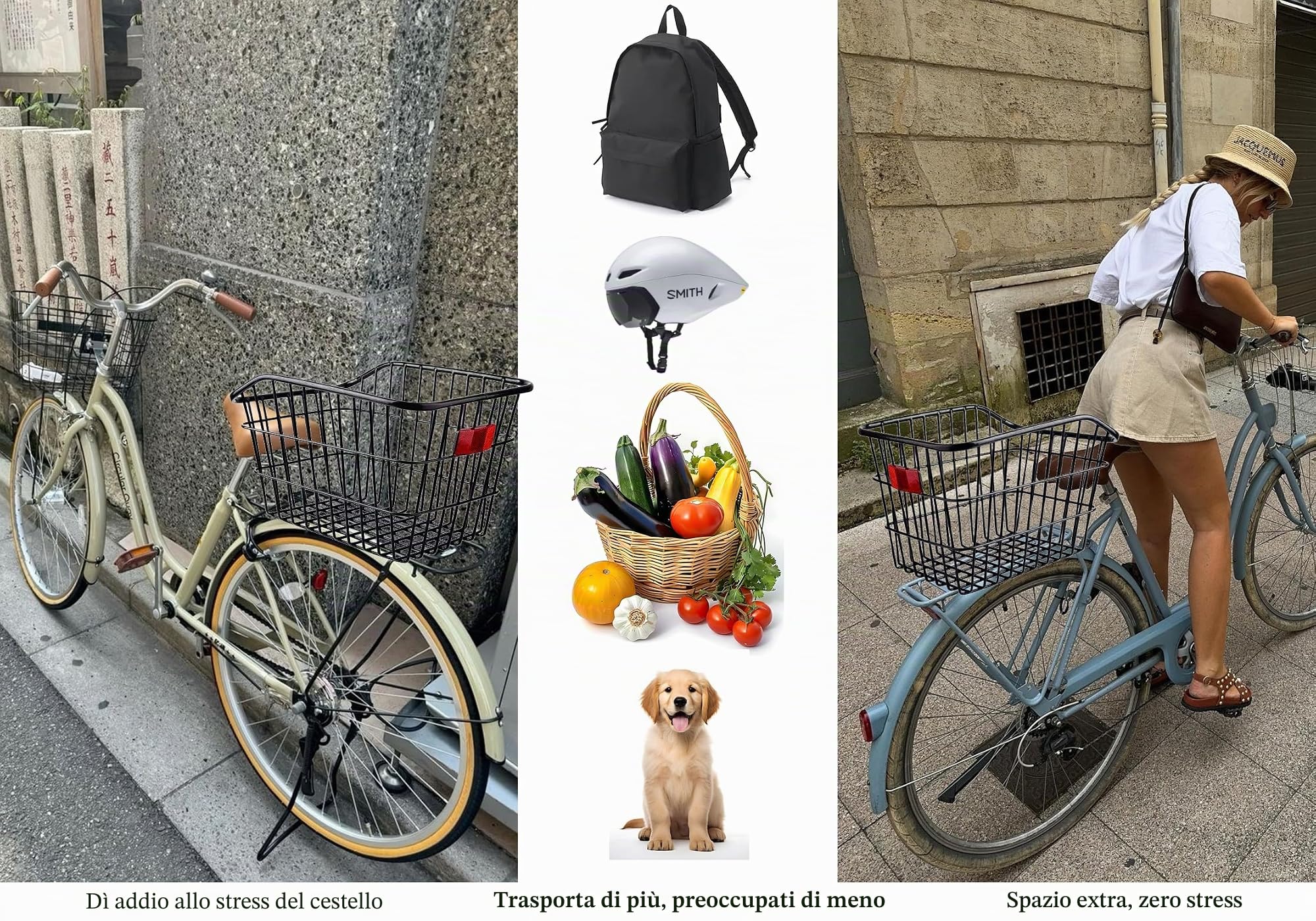 Cestino posteriore capiente per portapacchi di biciclette elettriche | Cestino per la spesa 38 x 31 x 26 cm, con copertura impermeabile e rete portabagagli, struttura in metallo rinforzato