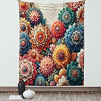 Vista 34 de Ambesonne Tapiz de isla tropical, olas del océano en la playa de Seychelles al atardecer horizonte, decoración de tela para colgar en la pared