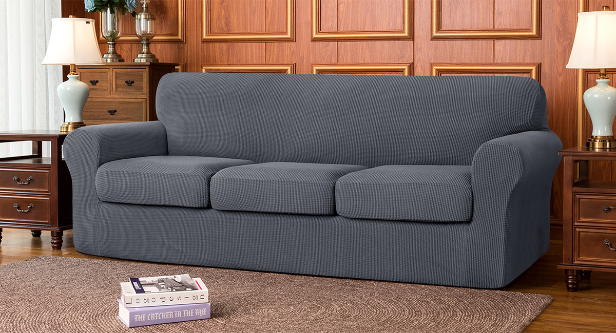 Housse De Canapé Subrtex – 2 Places, Gris Fumé Clair, Extensible, Neuve