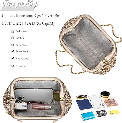 Miniatura 4 de Bolsos de noche de flores Bolsos de embrague de cristales Bolso cruzado de hombro con diamantes de imitación