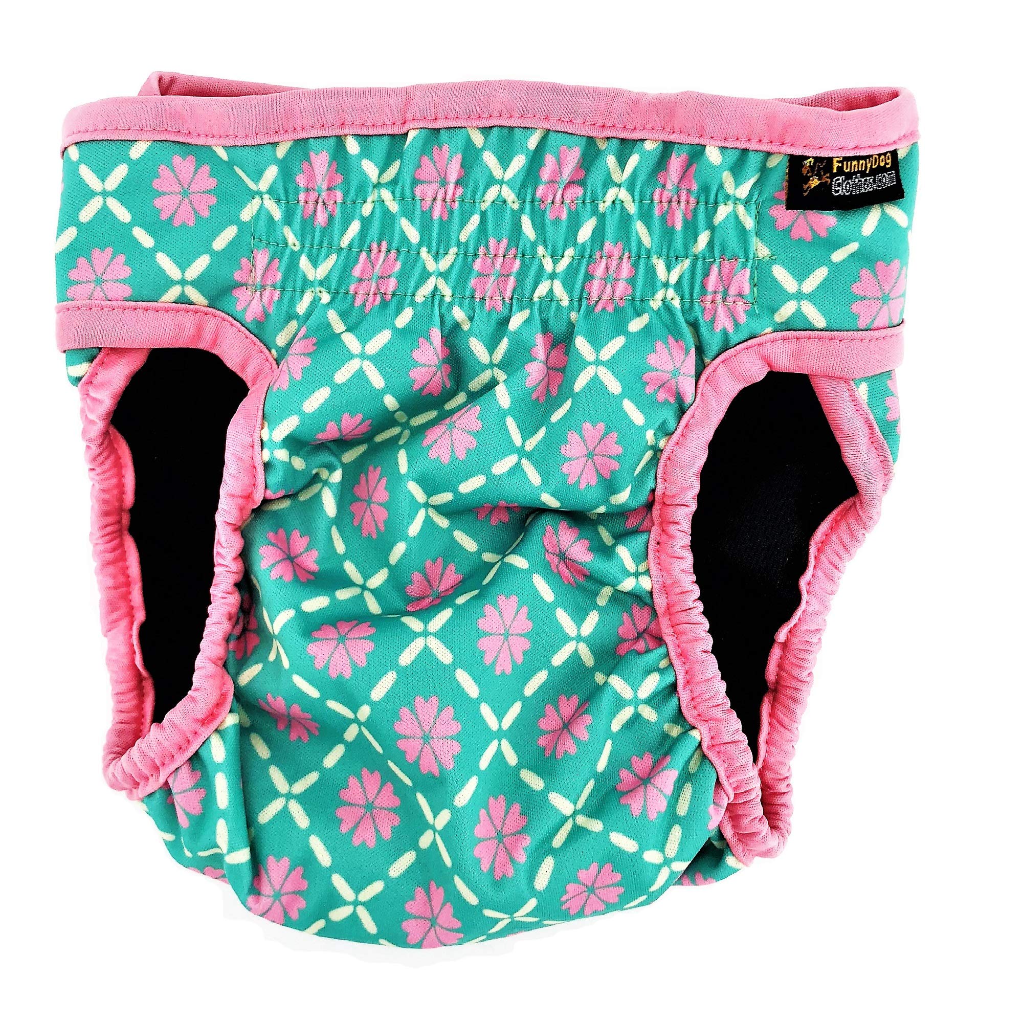 Opakowanie 3 pieluch dla kobiet z 4 warstwami chłonnych wkładek majtki dla kotów wodoodporne szczelne nadające się do prania (S: talia 30 cm - 40 cm, neonowy wzór)