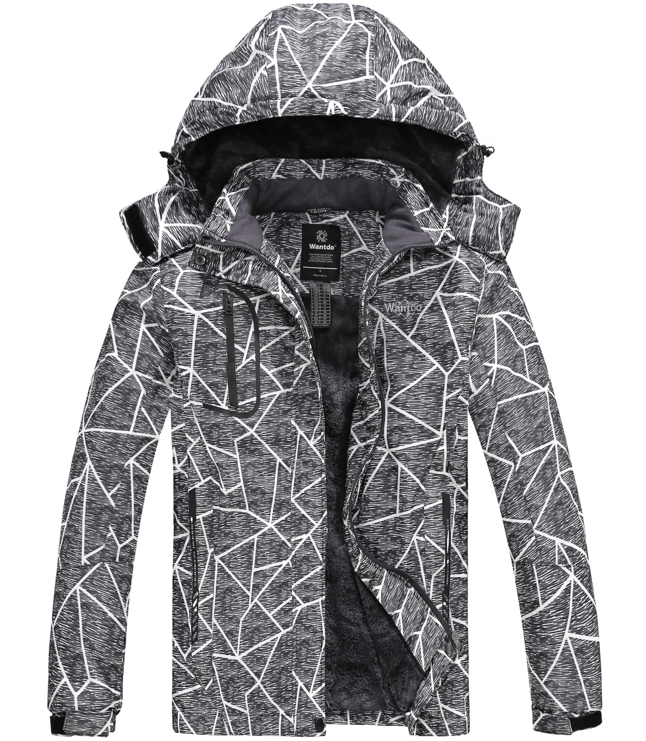 Wantdo Chaqueta de Esquí Cálida para Mujer con Forro Polar Chaqueta de Snowboard Impermeable con Capucha Abrigo de Montaña Impermeable Antiviento Mujer — view 24