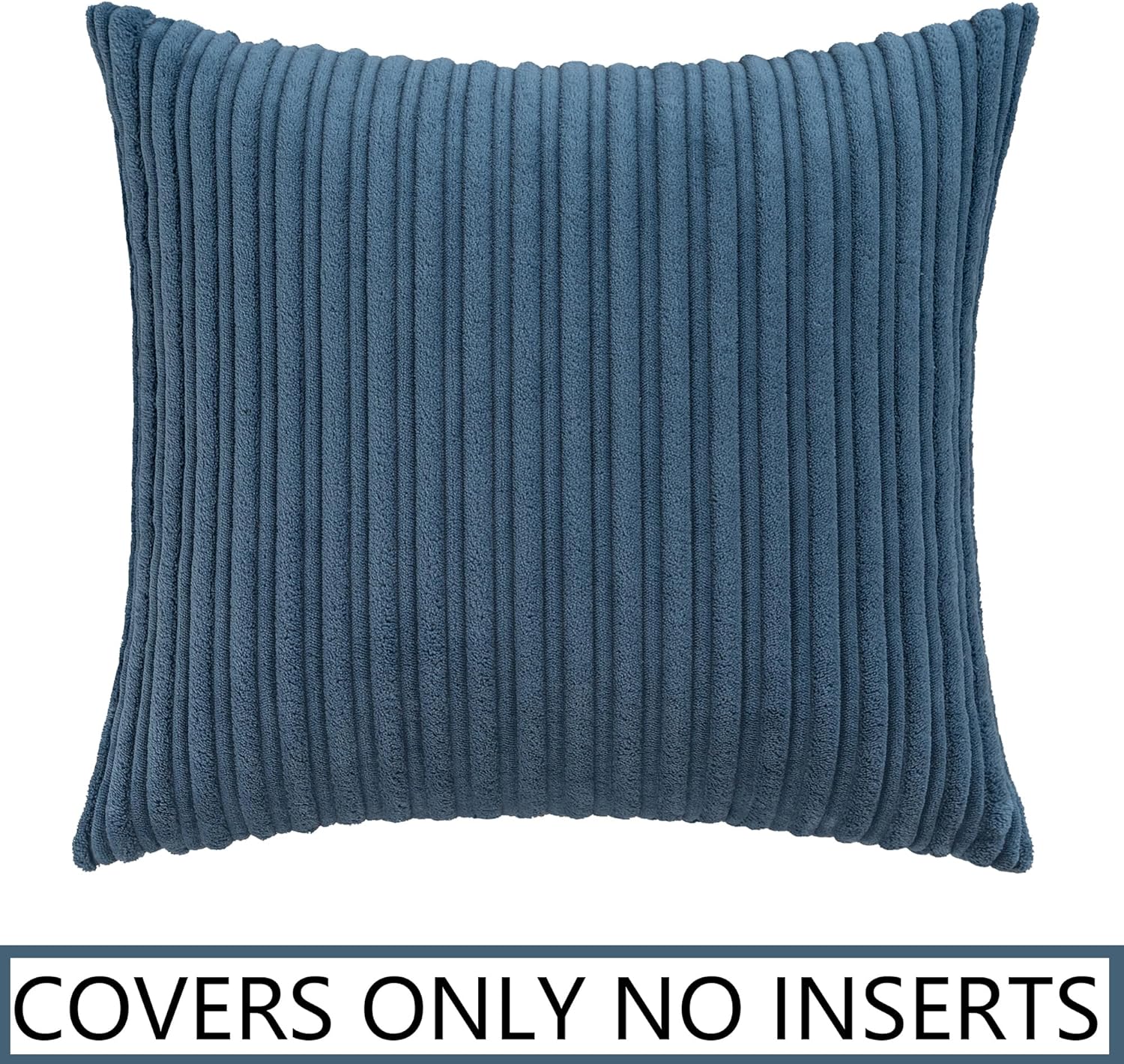 UGASA Velvet 24x24 Inch Soft Throw Pillow Cover Boho Farmhouse Decorative Corduroy Striped Both Sides Solid Square Cushion Case for Couch Bedroom Sofa Home, 1 Piece, Dusty Blue - Image 7
