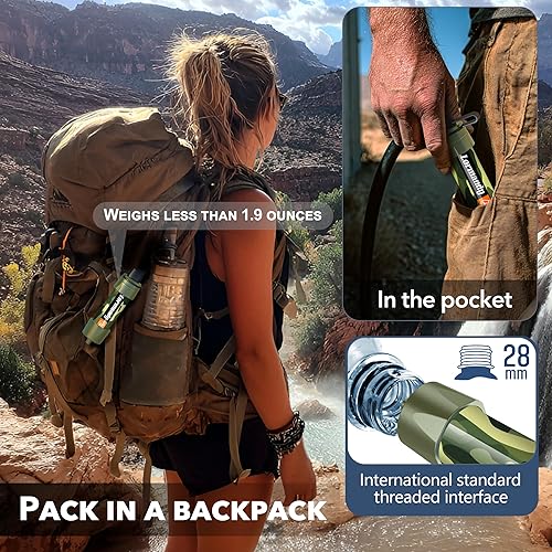 Miniatura 5 de Paja de filtro de agua, purificador de agua portátil de emergencia, sistema de filtración de agua personal, sistema de filtro de agua de pajita, 5