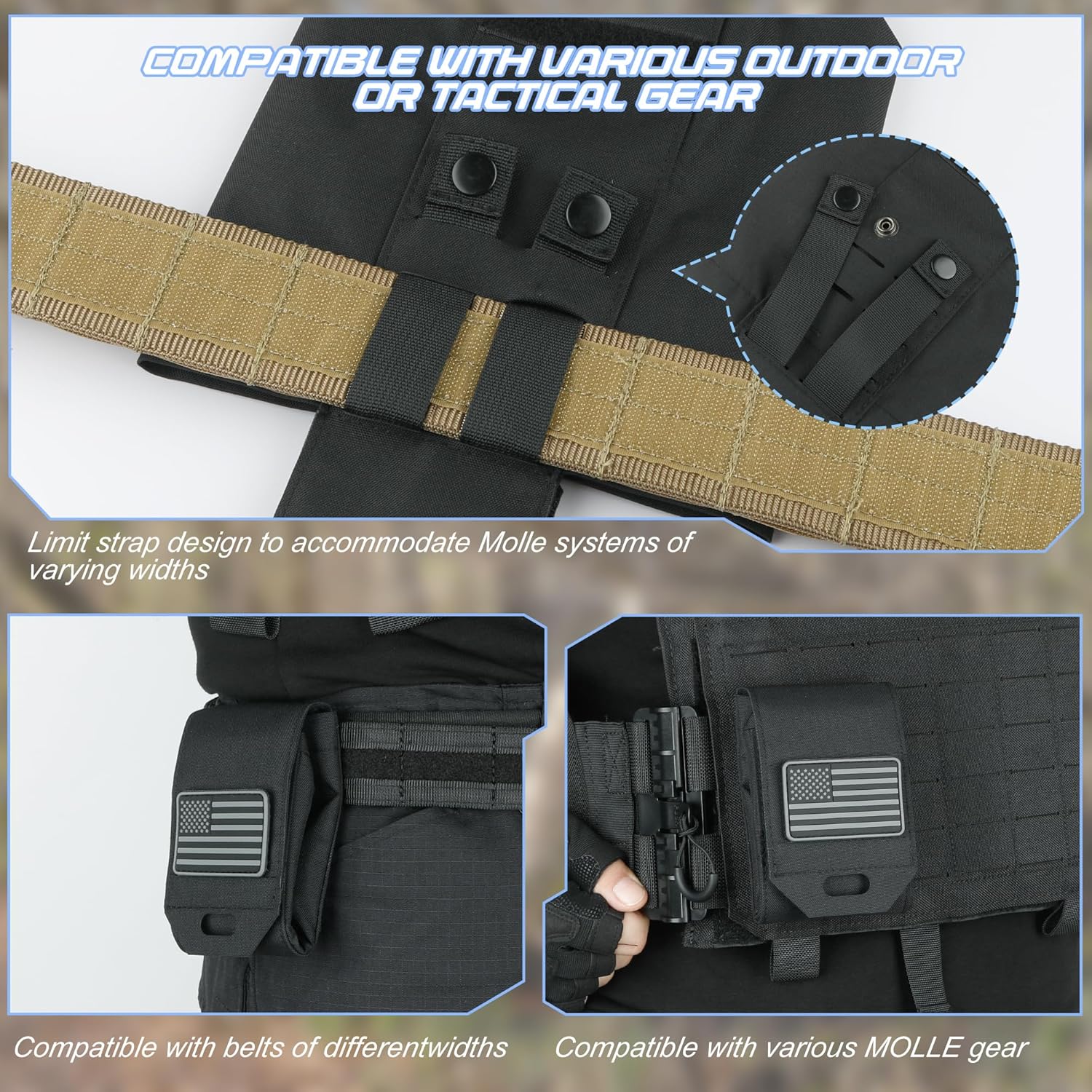 Tactical Dump Pouch for Battle Belt & MOLLE Systems | Foldable Mag Pouch with Drawstring Closure | for Hunting, Duty, Paintball | Includes Flag Patch