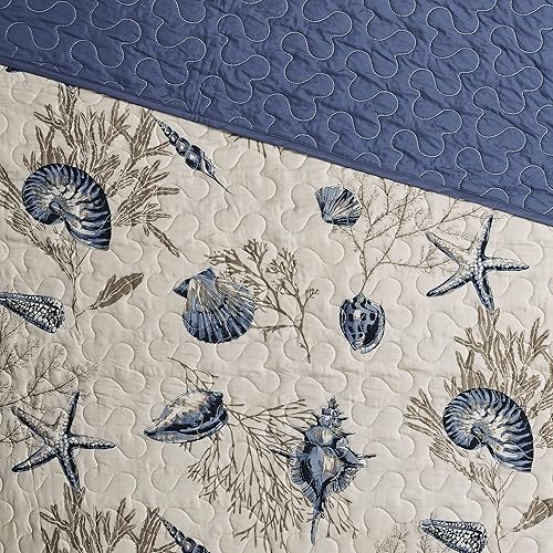 Miniatura 14 de Madison Park Bayside juego de colcha azul, Twin, Twin XL, diseño costero incluye 1 colcha, 3 almohadas decorativas, 2 fundas de almohada