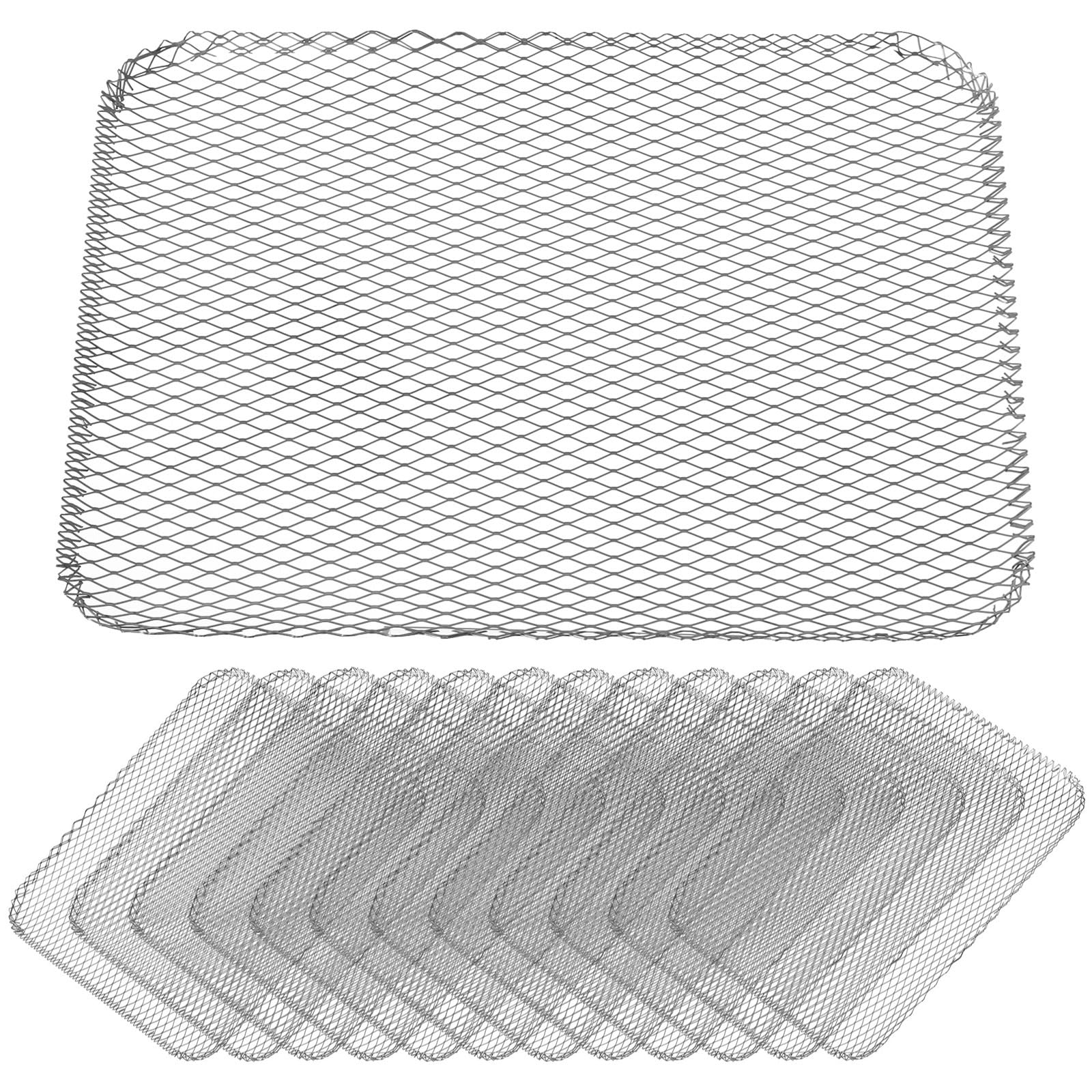 BOSREROY 20 Stück Einweg-Grillaufsätze, rechteckige BBQ-Grill-Mesh-Matten, antihaftbeschichtete Grill-Bratpfannen, Einweg-Grillunterlagen, Grillrost-Backzubehör für Camping, Picknick und Garten