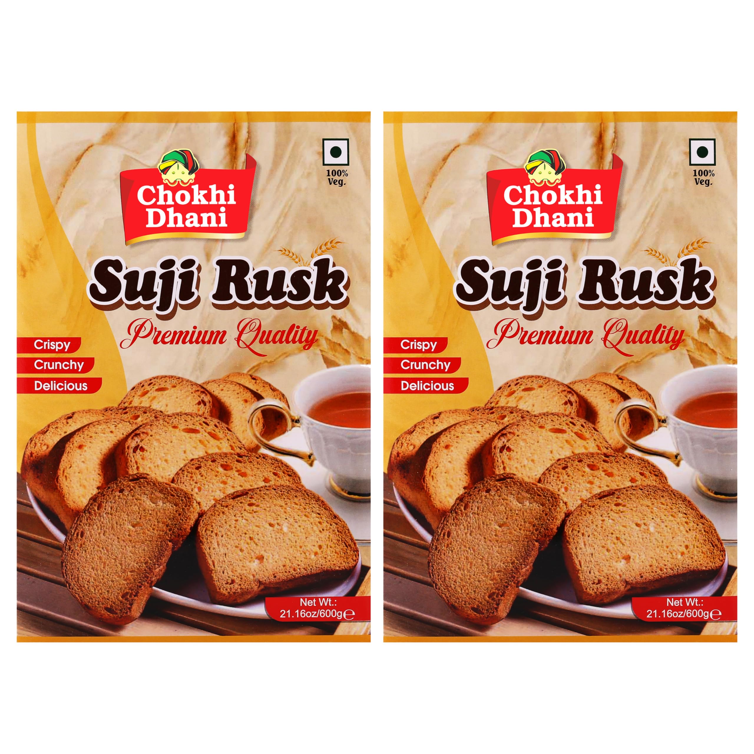 Chokhi Dhani Suji Rusk 600 gm| Suji Elaichi Rusk Toast | Pack of 2