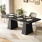 LITTLE TREE Dining Table for 6 People, Wooden Table, Rectangle Furniture with Heavy Duty Legs, Modern Kitchen Table for Home, Dining Room, Black