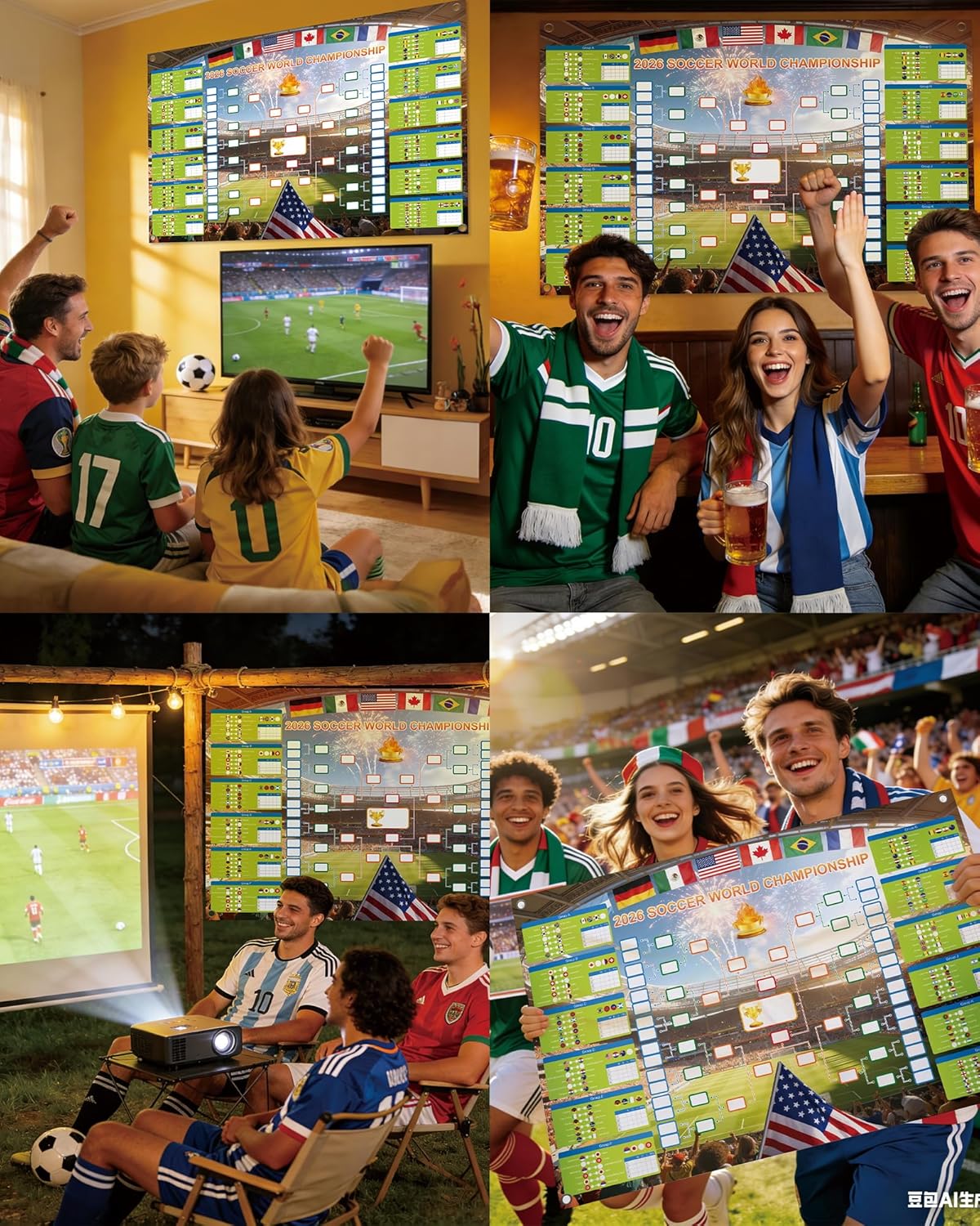 GAMSOD 2026 World Cup Schedule Poster – 39x59 Inches Tournament Bracket Wall Chart with Reusable National Flags Sticker& Hooks, DIY Predict Game Results, Great Soccer Fan Gift for Game Day Party