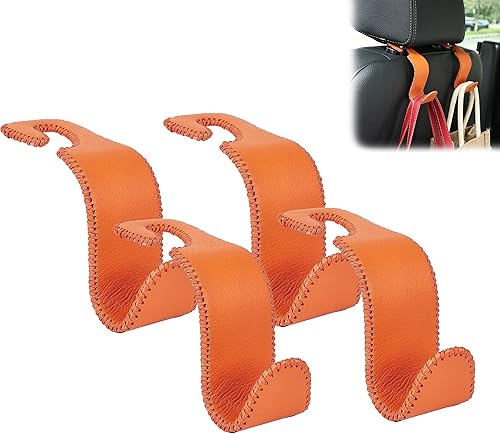 Miniatura 11 de Amooca Gancho universal para reposacabezas de asiento de automóvil, colgador de cuero con metal para asiento de automóvil, organizador para bolso