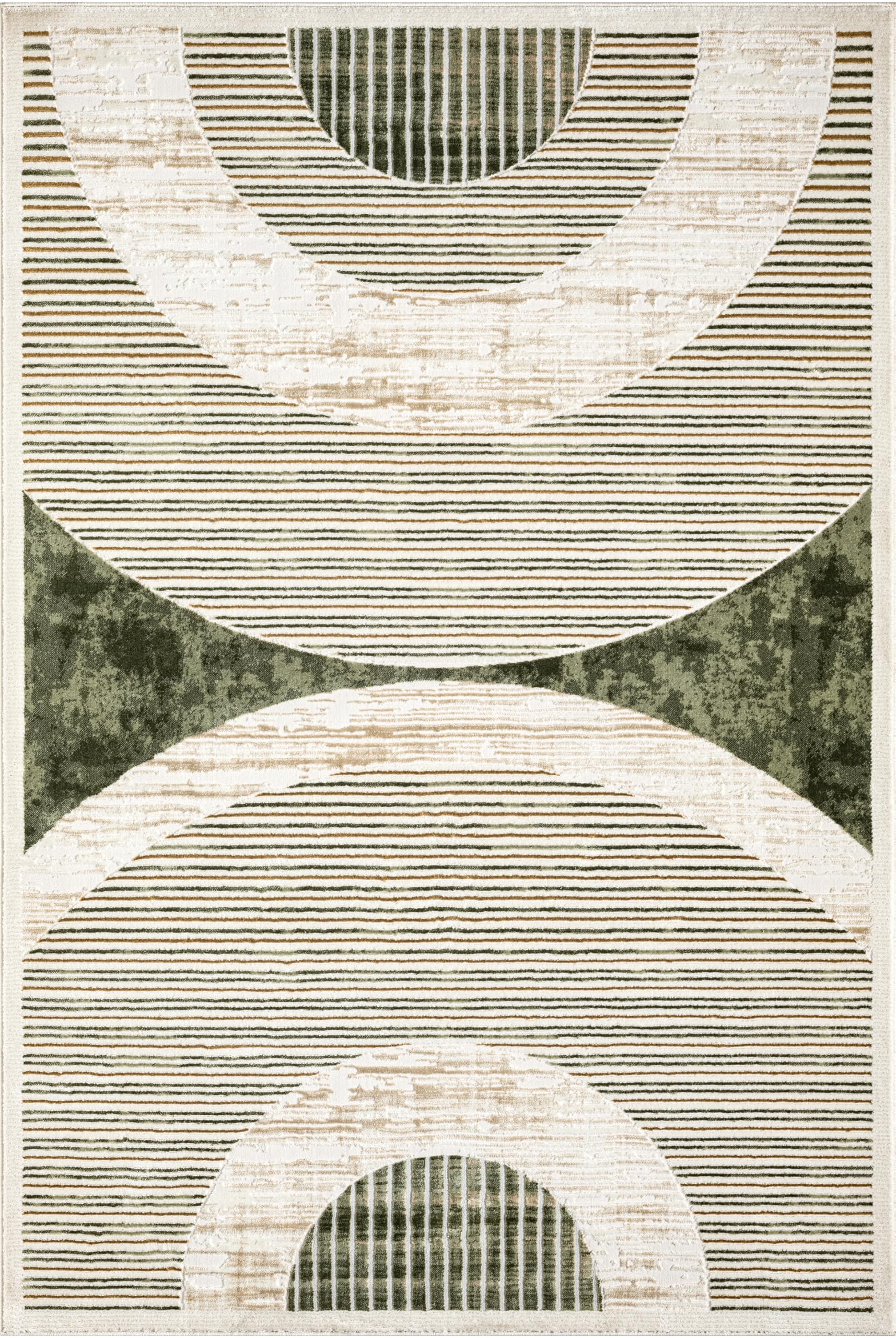 abani mid-century green arch washable area rug – 2' x 3' – modern geometric design – ivy collection – non-shedding, easy to clean – durable for high traffic areas – living room, bedroom & office