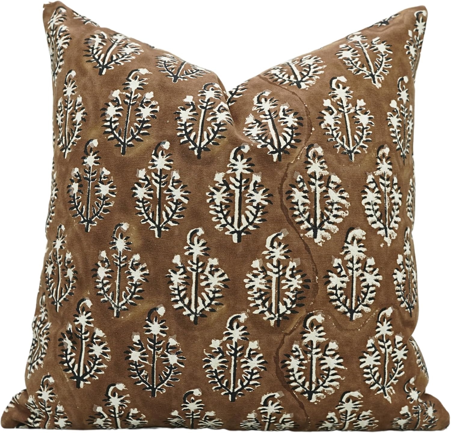 Handloom Block Print Thick Linen 24X24 Inches Vintage Pillow Case Cushion Cover for Sofa Couch and Bed, Chair, Fall Decoration, Home Décor, Outdoor, Farmhouse, Living Room, Neel Gagan