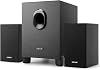 OROW PC Speaker for PC Stereo 2.1ch Subwoofer 16W Output USB Speaker Heavy Bass Smartphone TV Speaker Gaming Speaker 3.5mm 0.138 inch Input Compatible Wooden Black