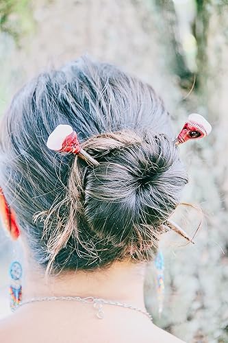 Miniatura 3 de Surtido al por mayor Natural Tumbled Healing Gemstone con grano Chonta madera palo pelo hecho a mano accesorio de moda a granel