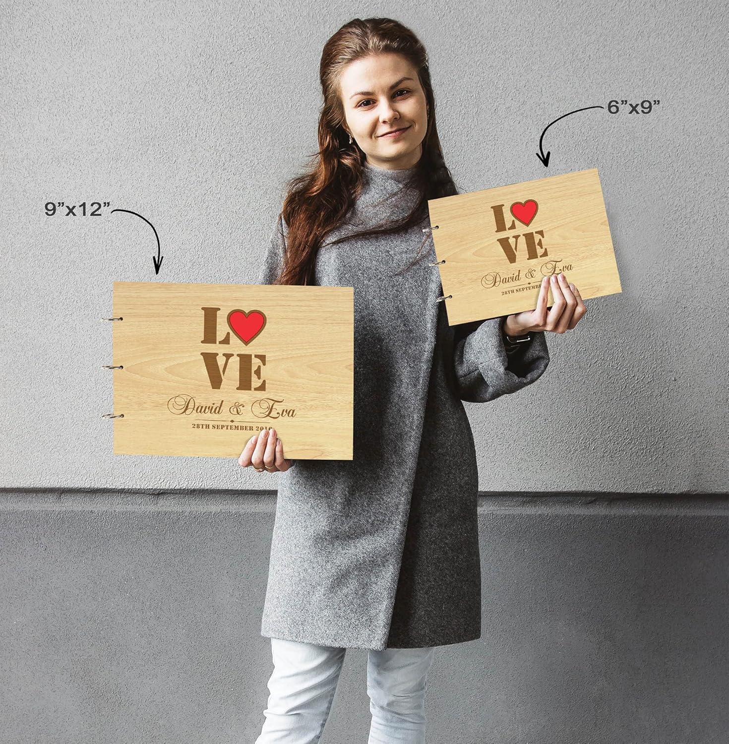 Darling Souvenir Personalized Engraved Laser Cut Wedding Guest Book Wooden Cover Sign-in Book Registry Guestbook Scrapbook-V4