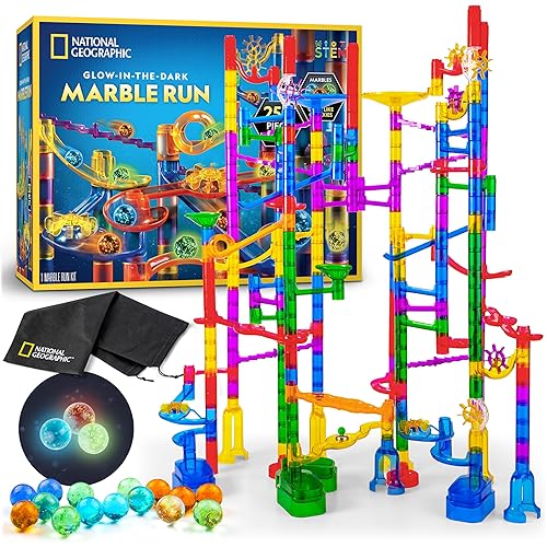 NATIONAL GEOGRAPHIC Glowing Marble Run – 250 Piece Construction Set