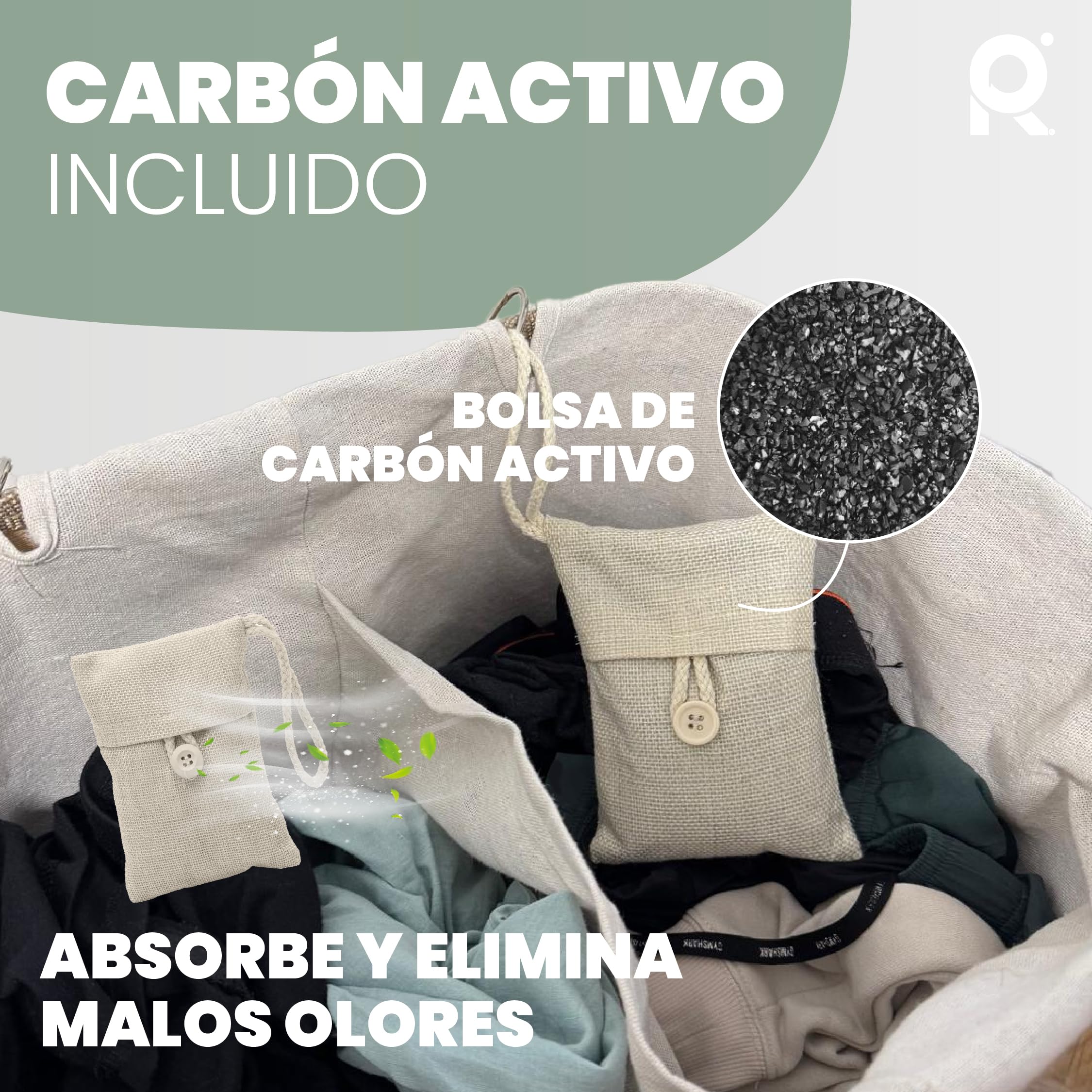 Cesto de Lavanderia 2 Compartimentos 72 L Bambu Natural con Tapa
