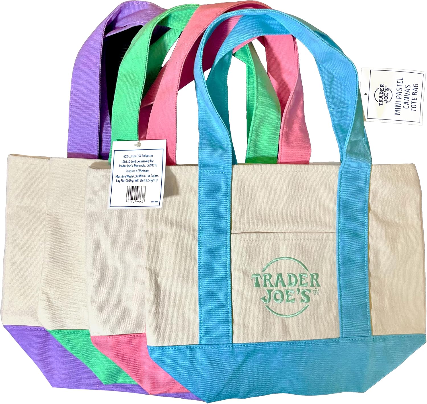 Set of Four Limited Edition Mini Pastel Canvas Totes Bags image 3