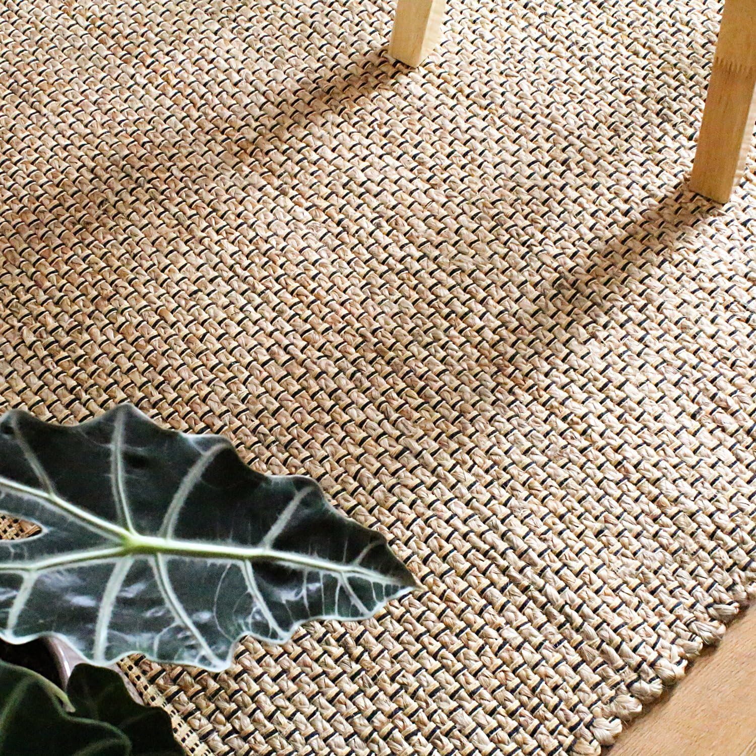 Jute Area Rug - Chunky Handwoven Design, Natural, Durable Braided Weave (2 x 3 ft, Natural)