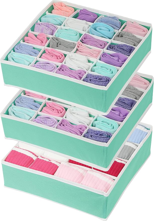 Simple Houseware Closet Drawer Organizer for Clothes, Socks and Underware, 3 Pack, Grey