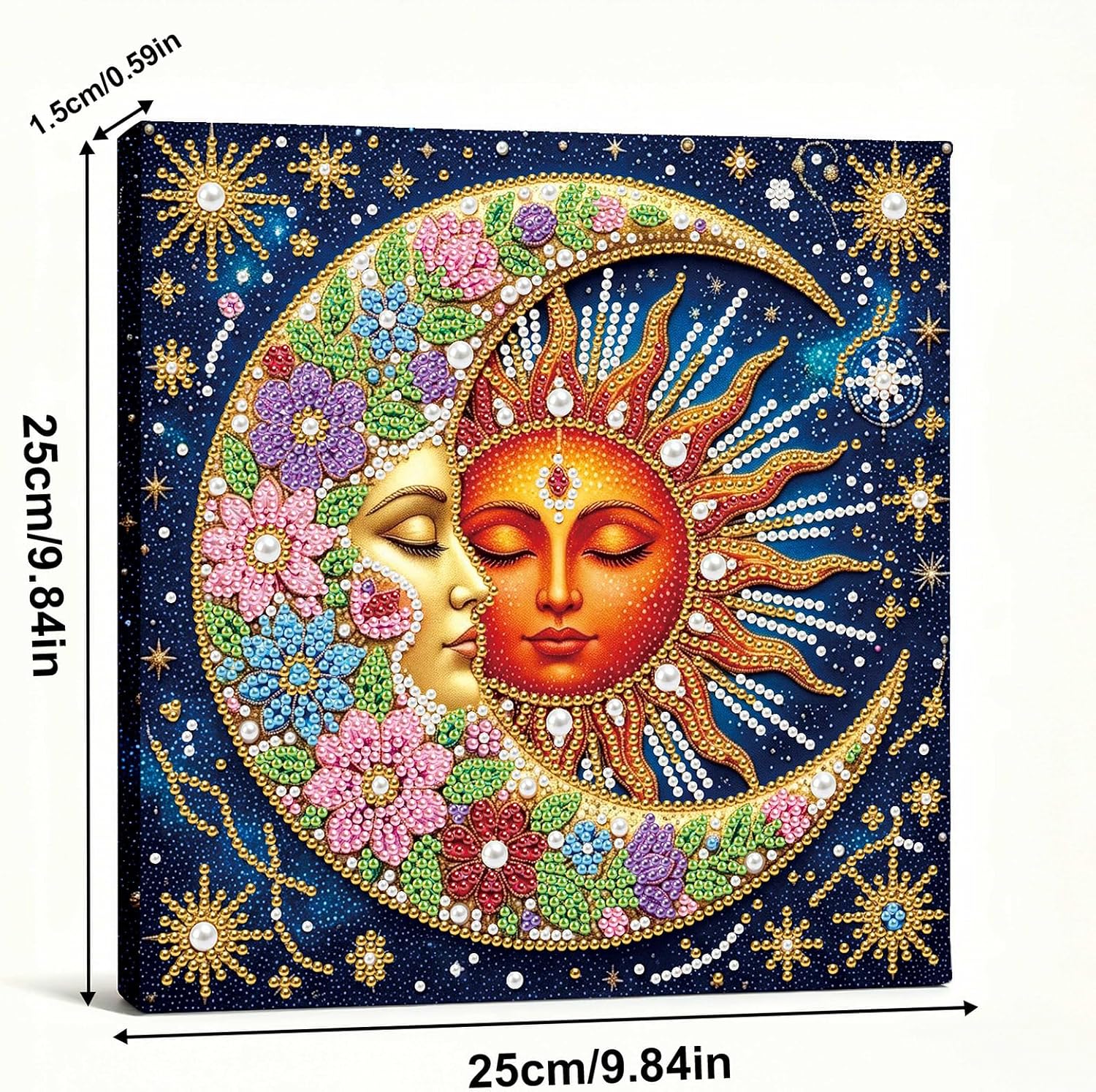 DIY Pearl Painting Kit with Wooden Frame, 3D Plastic Pearl Gemstone Ocean Art Craft for Adults Beginners, Diamond Dot Painting, Home Wall Decor Ready Gift for Women(Stars and Moon)(25 * 25cm)