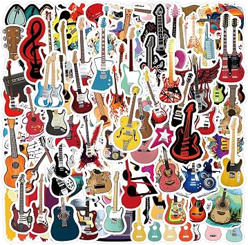 110Pcs Cute Guitar Music Stickers for Water Bottles Guitar
