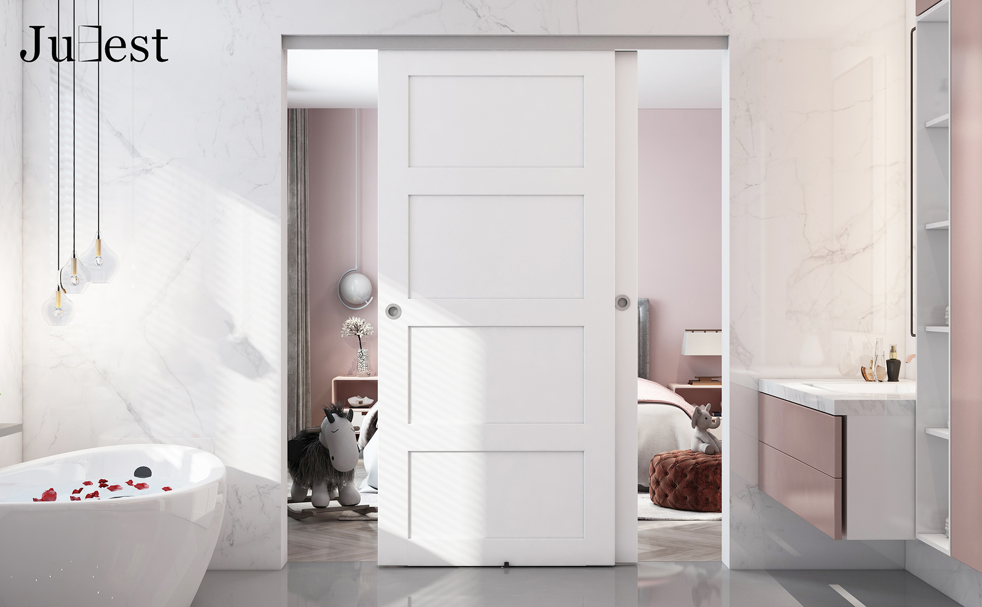 ♡sweet closet♡様 Amazon.com: JUBEST 8FT/96 Heavy Duty Bypass Door Hardware with