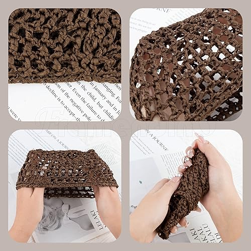Miniatura 6 de Framendino, Red de ganchillo de malla para el pelo de rayón de punto de redecilla de redecilla de pelo adorno para dormir por la noche, accesorios