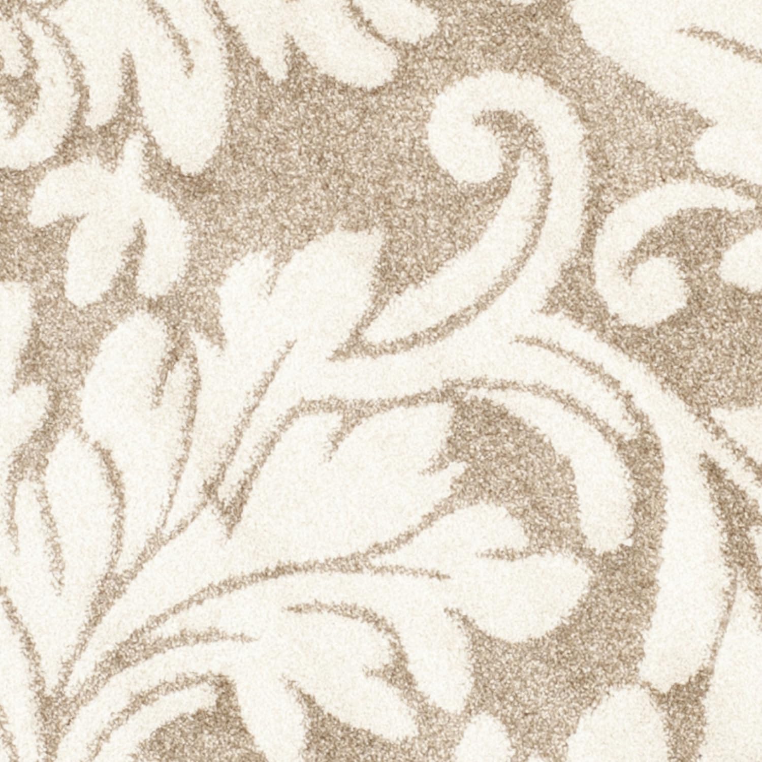 SAFAVIEH Amherst Collection Area Rug - 7' Round, Wheat & Beige, Floral Design, Non-Shedding & Easy Care, Ideal for High Traffic Areas in Living Room, Bedroom (AMT425S)