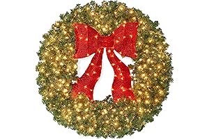 Best Choice Products Artificial Pre-Lit Fir Christmas Wreath with 250 LED Lights