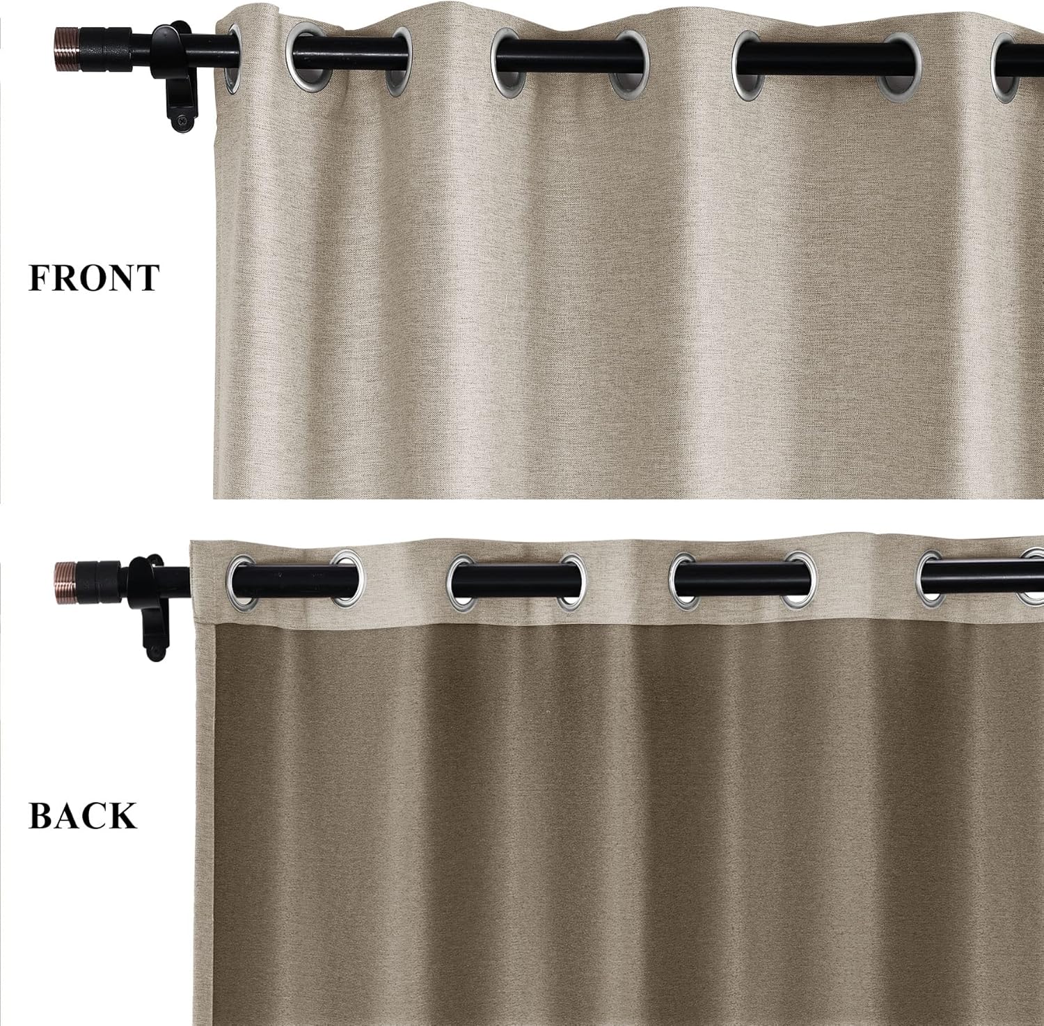 Fcoise Extra Long Solid Linen Curtain Custom-Made 102-288 Inches Long/Floor to Ceiling Blackout Curtains/Silver Grommet Burlap Window Treatment Drapes / 2 Panels - Smoky Grey / 100" W x 288" L