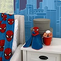 Vista 4 de Marvel Spiderman - Manta de seguridad súper suave para bebé azul y rojo