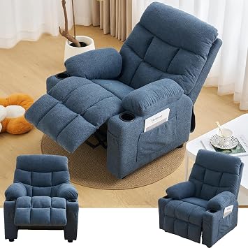 OSJ Sofa for 1 Seat, Recliner, 1 Seat, Back Pain, No Fatigue, Sofa Bed, for Women, 140, Blue