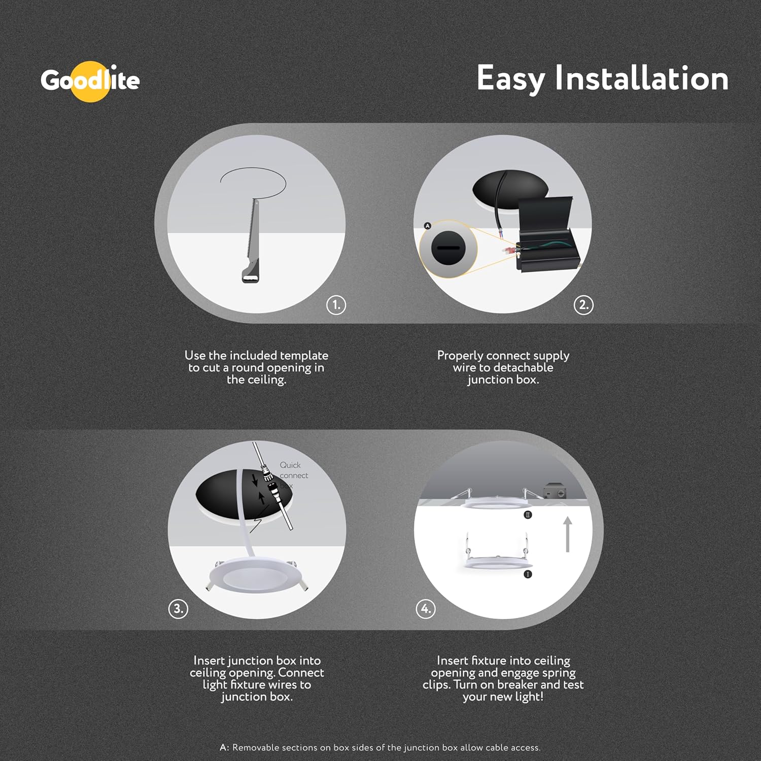 Goodlite 4" LED Round, Recessed Ultra Slim Baffle-Trim Fixture, 12W, 120-277V, CRI 90+, Wet & ETL, Triac & 0-10V Dimming, 1000 Lumens, Color Selectable 2700k-3000k-3500k-4100k-5000k, 1ct (G-97822)