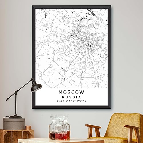 Mapa de Moscú, Rusia, Light 2 (12x16)