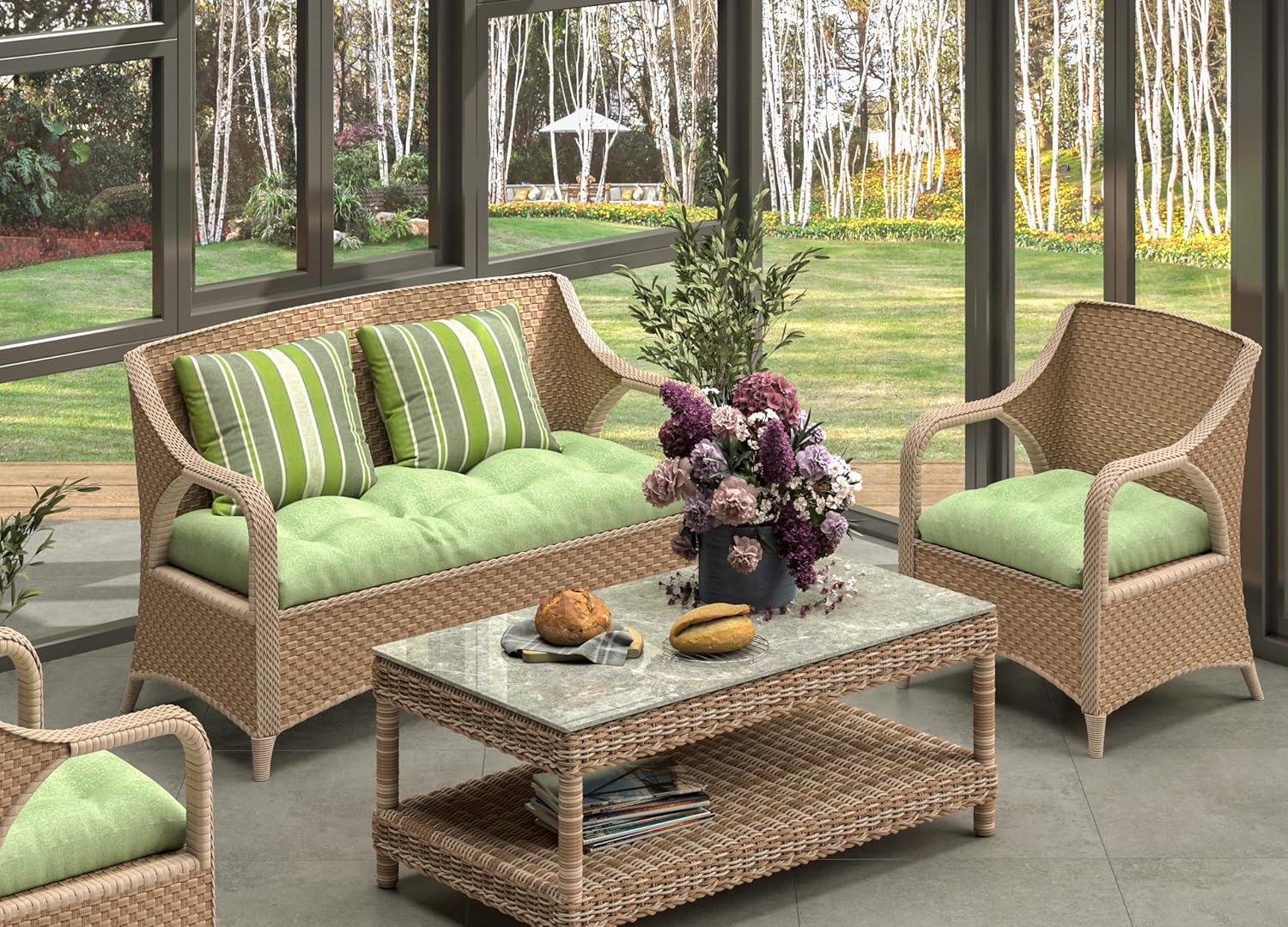 BOSSIMA Patio Tufted Seat Cushion for Outdoor Furniture, Set of 2, Furniture Dinning Chair Pad, Teal Blue