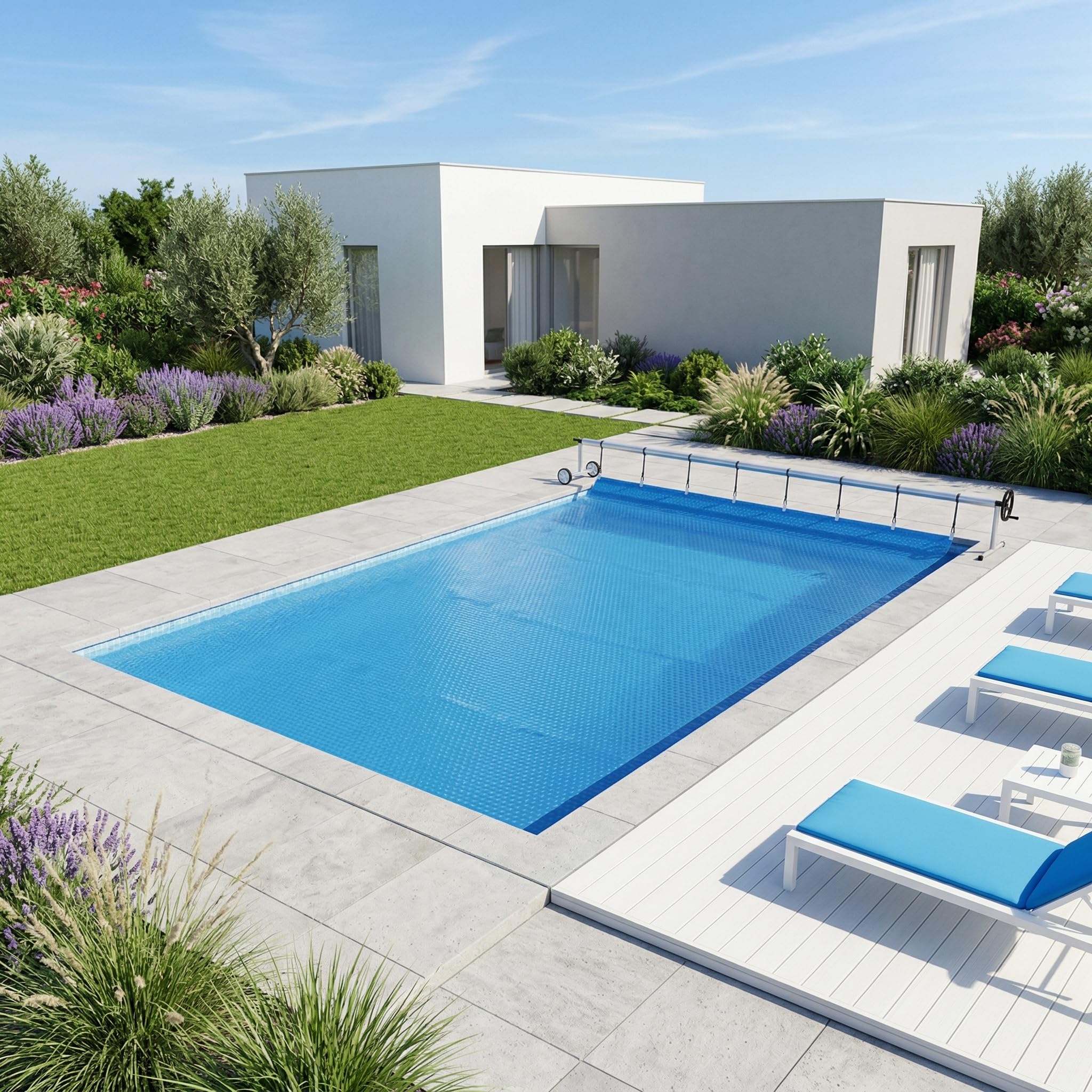 YRHome Premium Pool Aufroller 3m - 5,70m Mobiles Aufrollsystem für Solar- & Poolplanen