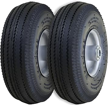Marathon 02310 Pneumatic Air Filled Hand Truck and All-Purpose Tires on Wheels-4.10/3.50-4 Inch, 2.25" Offset Hub, 5/8" Bearings Fits Various Types of Utility Equipment, 2 Pack