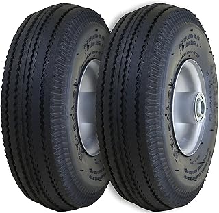 Marathon 02310 2-Pack 4.10/3.50-4" Pneumatic (Air Filled) Hand Truck/All Purpose Utility Tires on Wheels, 2.25" Offset Hub, 5/8" Bearings
