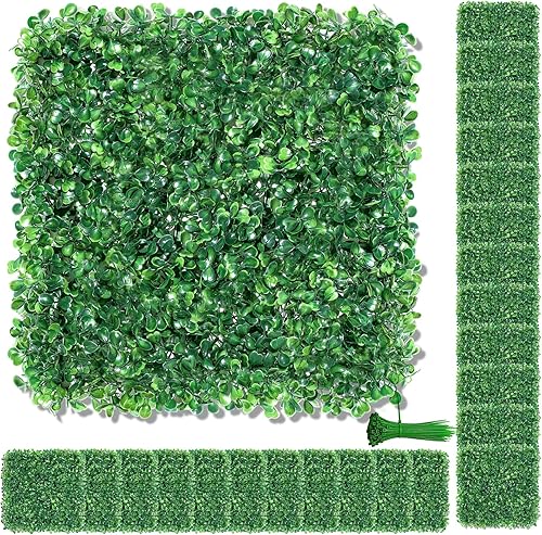 Miniatura 1 de ZXMOTO Paneles artificiales de seto de boj de 10 x 10 pulgadas, 72 piezas de plantas de seto artificial de césped sintético, decoración de pared,