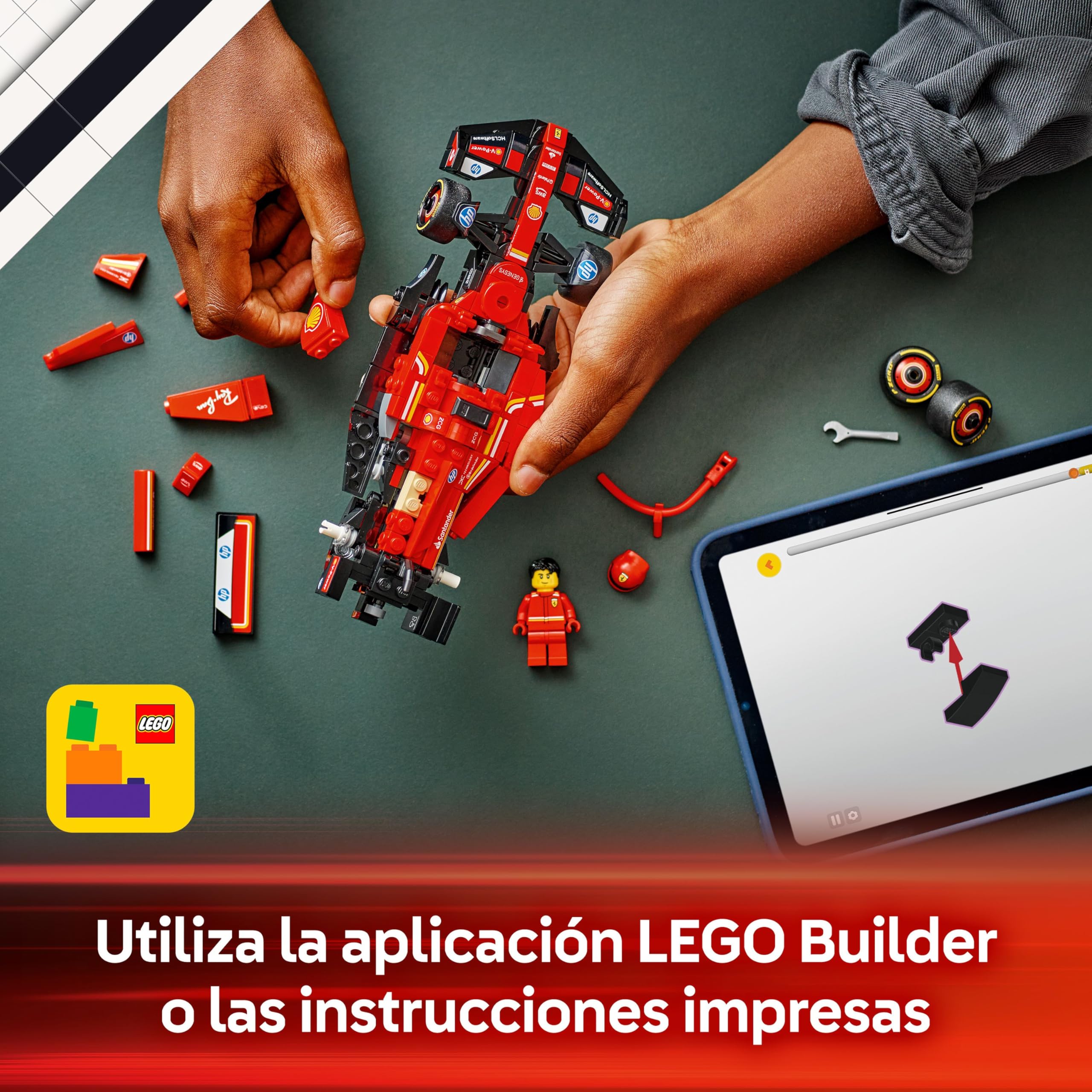LEGO Speed Champions Coche de Carreras Ferrari SF-24 F1 de Juguete - Maqueta de Vehículo Rojo de Fórmula 1 y Minifigura de Piloto para Coleccionar - Regalo para Niños y Niñas de 10+ Años 77242