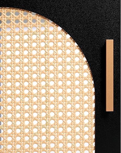 Miniatura 8 de Fiogmub Aparador de ratán con almacenamiento, armario de madera con 4 puertas estantes ajustables, para sala de estar, cocina, comedor, entrada