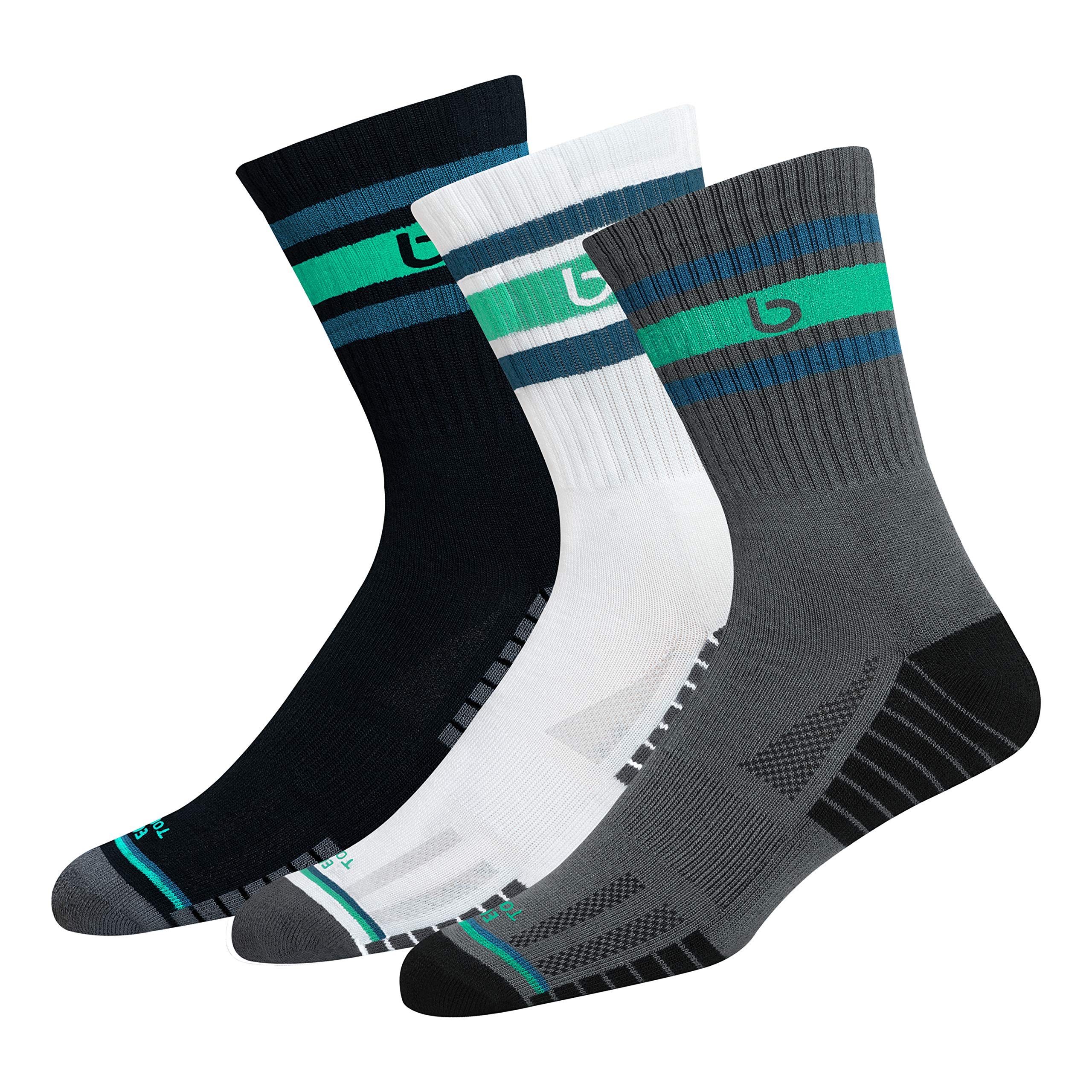 bambos Men's Bamboo Sports Crew Socks for Running & Gym, Pack of 3, Free Size-picture-8