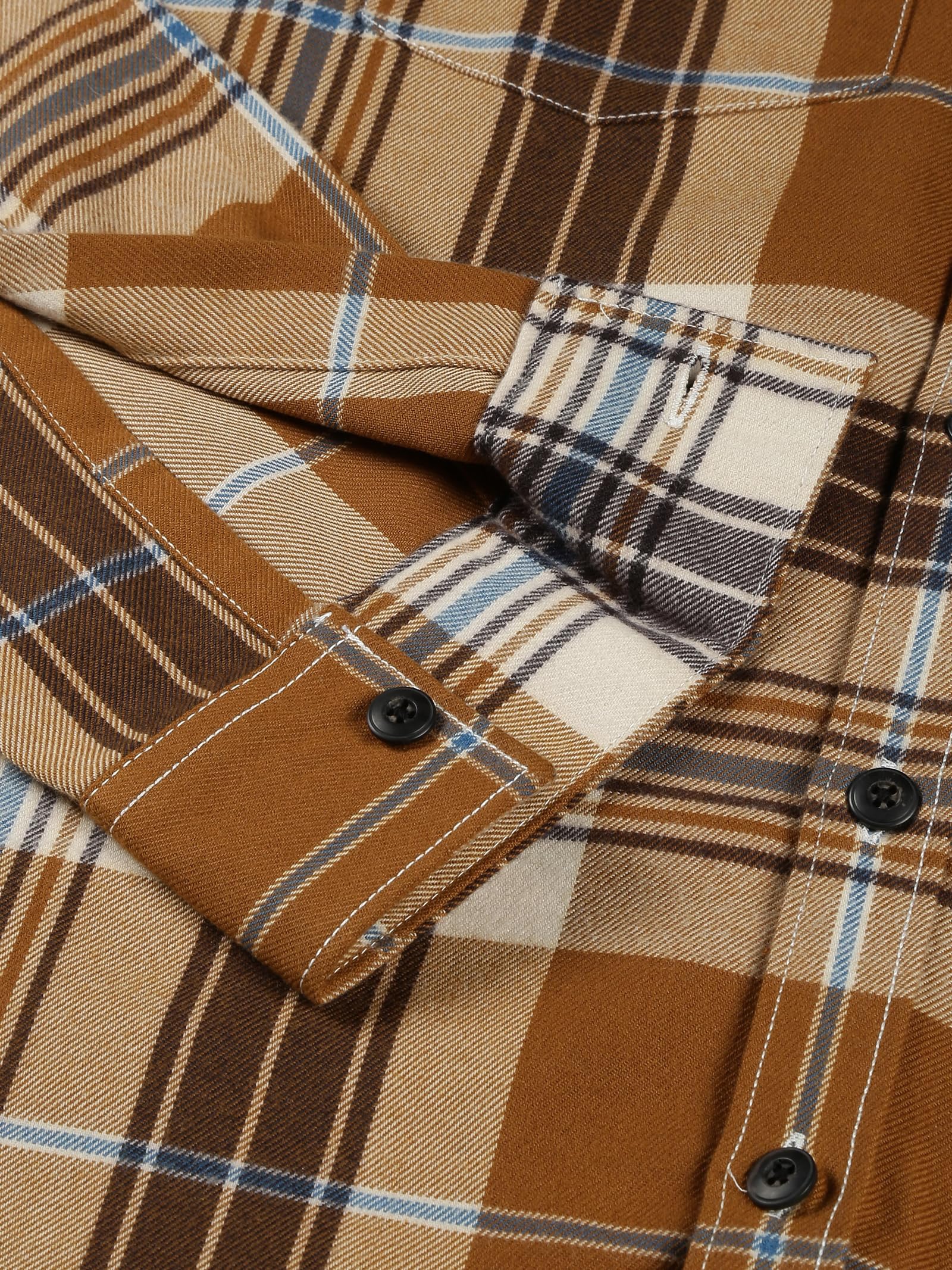 Thomas Scott - Camisa casual a cuadros para hombre (corte recto, 100% algodón, doble bolsillo, cuello ancho