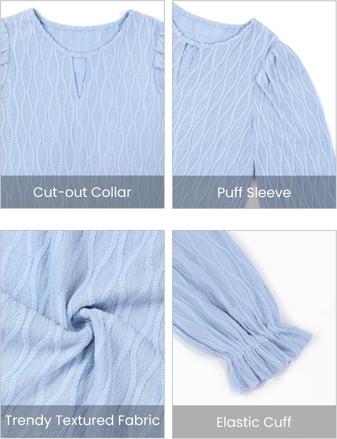 Blooming Jelly Womens Dressy Casual Blouses Long Puff Sleeve Textured Business Fall Tops 2024 Ladies Trendy Work Shirts - Image 5