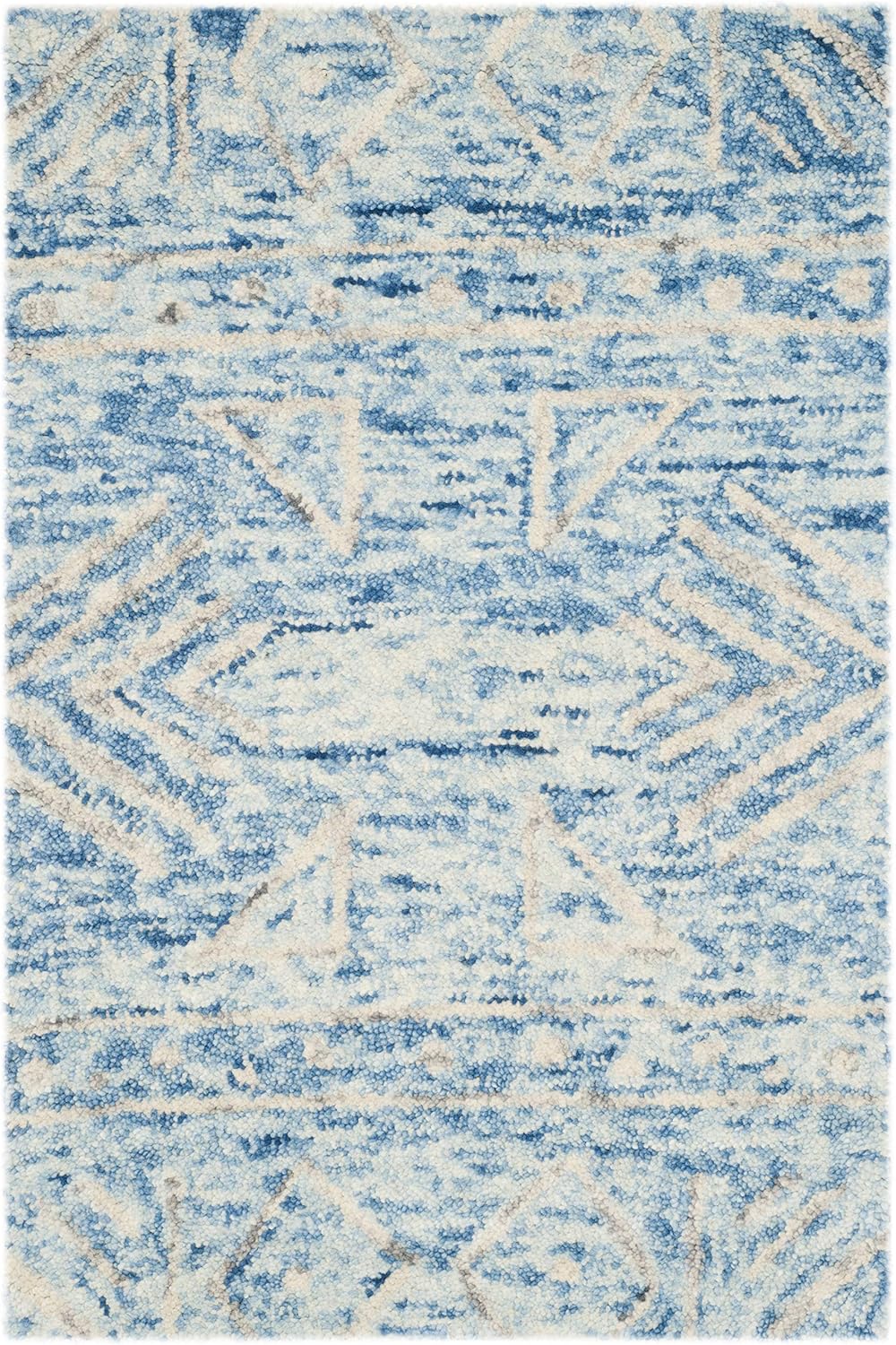 SAFAVIEH Chatham Collection Accent Rug - 2' x 3', Blue & Ivory, Handmade Geometric Wool, Ideal for High Traffic Areas in Entryway, Living Room, Bedroom (CHT764B)