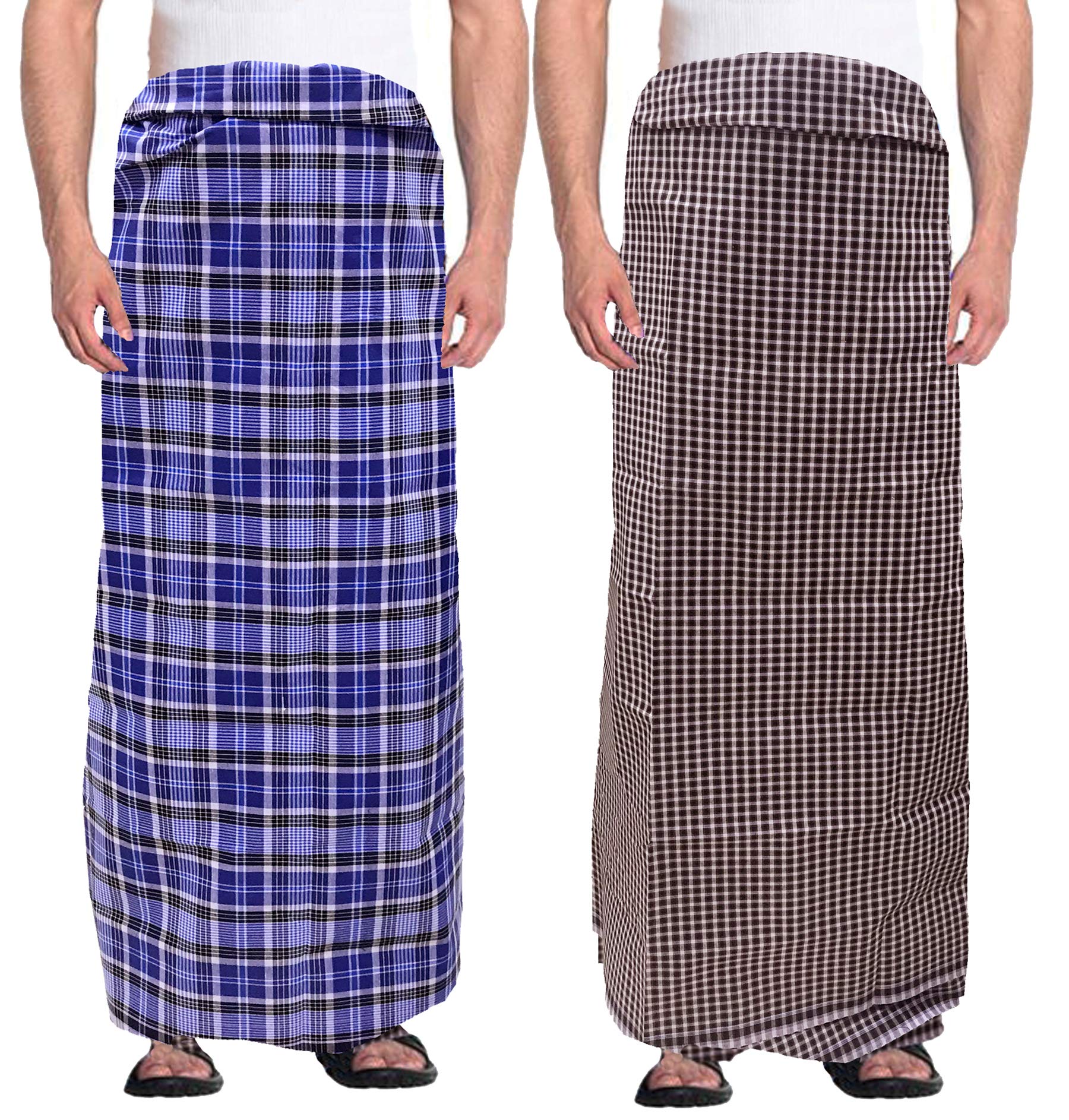 weavers villa Men's 100% Cotton Multicolored Unstiched Lungi (2 Mtrs) - Pack of 2-picture-4